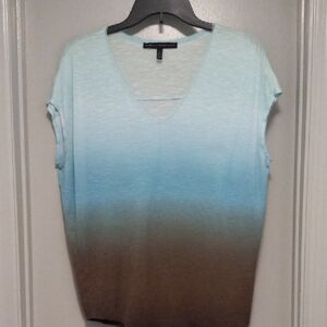 White House Black Market Relaxed Cap Sleeve T-Shirt Green and Blue